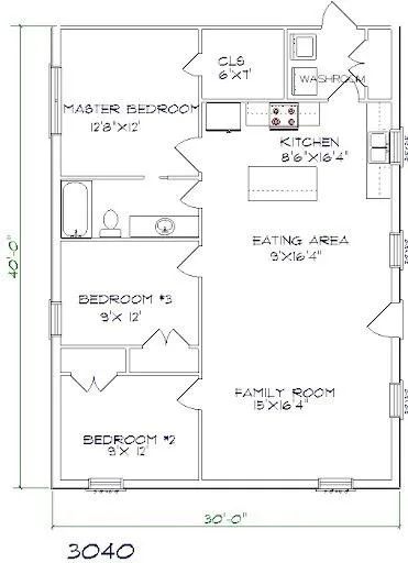 7 Amazing 30x40 Barndominium Floor Plans Cost 30 X 50 Barndominium Floor Plans, 30x40 Pole Barn, 30x40 House Plans, Interior Floor Plan, Barndominium Plans, Pole Barn House Plans, House Plans One Story, Barndominium Ideas With Shop, Barndominium Floor Plans