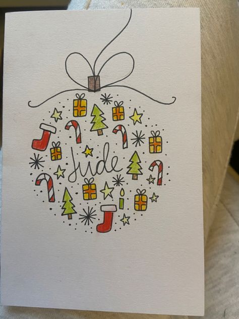 Handrawn Christmas Card, Christmas Card Drawing Ideas Hand Drawn, Homemade Cards Christmas, Christmas Cards Diy, Hand Drawn Christmas Cards, Christmas Cards Drawing, Crafts Homemade, Happy Birthday Cards Handmade, Arte Aesthetic