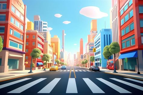 Street Cartoon, Cartoon City, Neighborhood Walk, Street Background, City Cartoon, Scenery Background, City Background, Motion Graphics Design, Background 3d