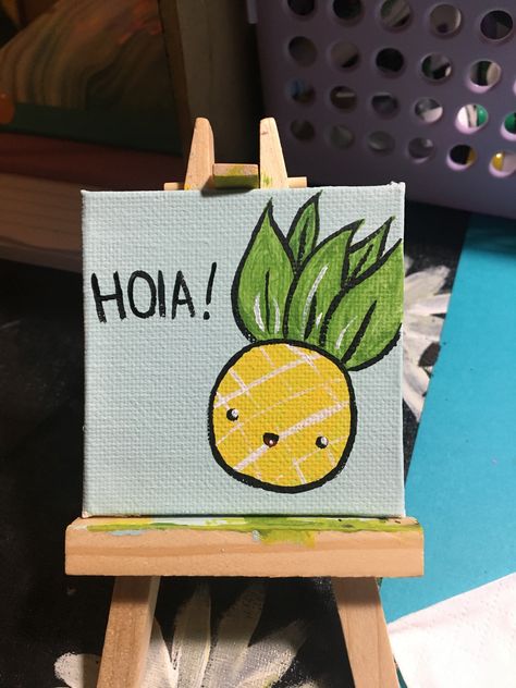 Funny Painting Idea, Mini Tela, Mini Canvases, Mini Toile, Doodle Painting, Simple Artwork, Funny Paintings, Simple Canvas Paintings, Easy Canvas Art