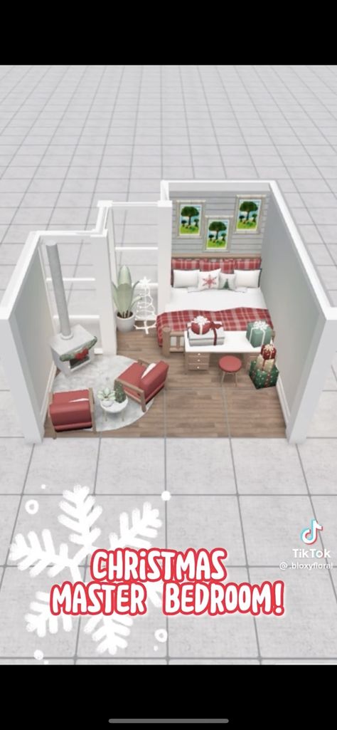 3 By 3 Bedroom Ideas Bloxburg, Bloxburg Christmas House Outside, Floor Bloxburg Colors, Medium Size Bloxburg House Layout, Bloxburg House Layouts 3 Story Modern, Bloxburg Christmas Interior Ideas, Preppy Christmas Bloxburg House, Bloxburg Xmas Bedroom, Bloc Burg Layout