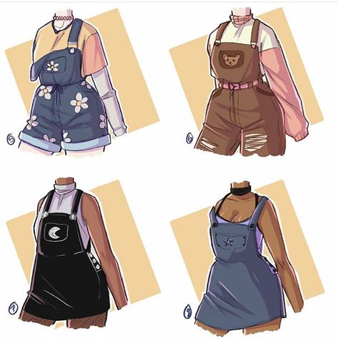 overalllllssss Clothing Sketches, Art Outfits, Fashion Drawings, Clothing Design Sketches, Drawing Anime Clothes, Dress Design Sketches, Fashion Sketch, Dress Sketches, Cartoon Outfits