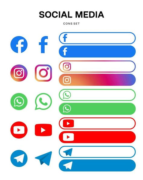 social media facebook instagram whatsapp youtube telegram Icon button template Whatsapp Logo Icons, Telegram Icon, Facebook And Instagram Logo, Button Template, Beautiful Friend Quotes, Facebook Template, Social Media Icons Vector, Facebook Logo, Facebook Icon