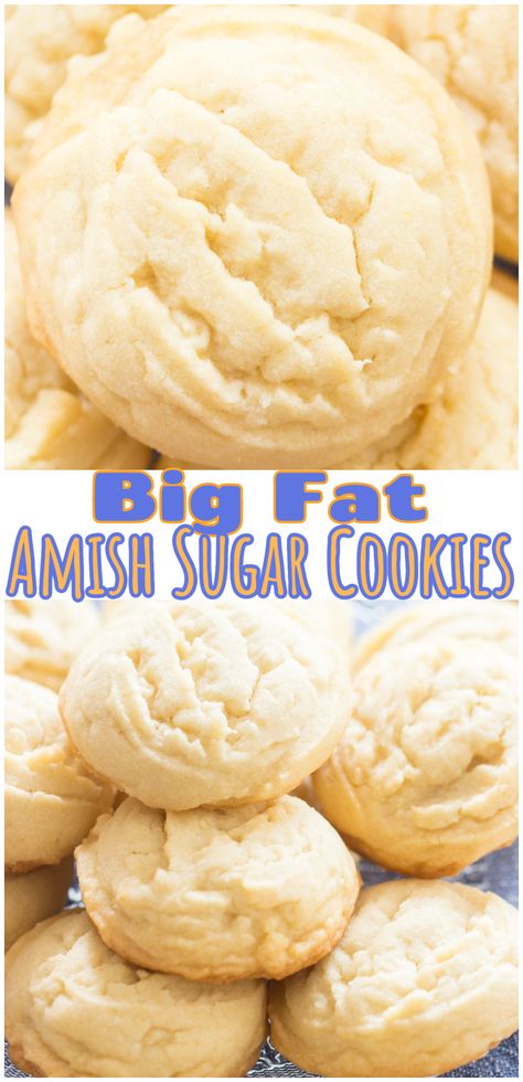 Big Fat Amish Sugar Cookies • The Gold Lining Girl Crisp Sugar Cookie Recipe, Crispy Sugar Cookie Recipe, Sugar Wafers, Amish Cookies, Best Amish Recipes, Powdered Sugar Cookies, Buttery Cookie, Amish Sugar Cookies, Chewy Sugar Cookie Recipe