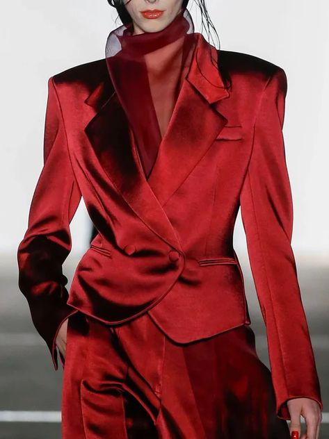 Fashion Elegant Style Formal & Evening Wear Online Shopping | stylewe Designer Red Suits, Red Pant Suits For Women, Red Tuxedo Women, 80s Power Dressing, Feminine Suits For Men, Red Business Outfit, Red And Silver Outfit, Suit With Red Accents, Womens Suit Wedding