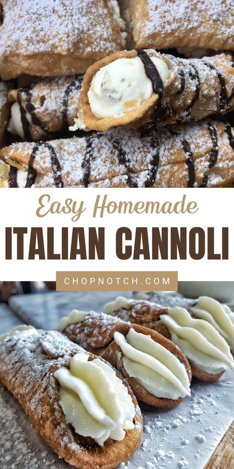 An easy version of an Italian cannoli recipe with ricotta filling that takes just minutes to prepare for an authentic and delicious dessert. Find out how to make this delicious homemade dessert with our simple and easy to follow step-by-step recipe instructions at our website! Conoli Recipe, Traditional Cannoli Filling Recipe, Cannoli Recipe Filling, Canolis Recipe, Canolli Recipe, Italian Cannoli Recipe, Cannoli Recipe Easy, Homemade Cannoli Recipe, Recipe With Ricotta