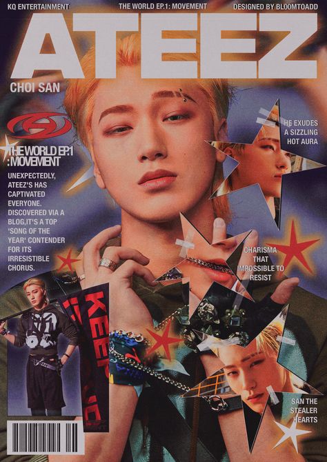 Plastic Outfit Fashion, San Poster Ateez, Grunge Magazine Cover, Pop Teen Magazine, Digital Ad Design, Japanese Magazine Aesthetic, Retro Magazine Layout, Kpop Magazine Edit, Magazine Cover Graphic Design