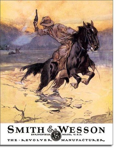 Smith & Wesson - Hostiles Metal Tin Cowboy Posters, Western Artwork, Hunting Art, Wilde Westen, Cowboy Horse, Retro Metal Signs, Cowboy Art, Vintage Tin Signs, Vintage Metal Signs