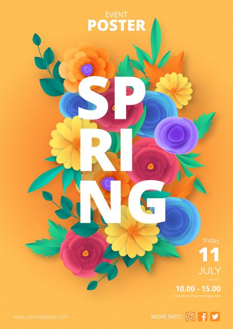 Spring Design Poster, Spring Event Poster, Spring Collection Poster, Spring Design Graphic, Flower Ads, Spring Poster Design, Spring Ads, Spring Graphic Design, Spring Templates