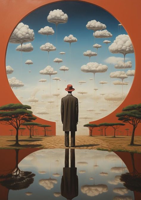 Surrealism Landscape Painting, Renee Magritte, Rene Magritte Paintings, Rene Magritte Art, Magritte Paintings, Magritte Art, Famous Art Paintings, Meaningful Paintings, Modern Surrealism