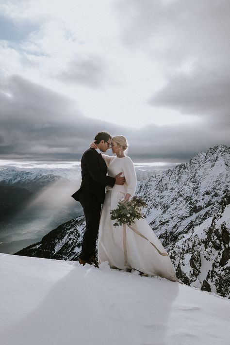 Breathtaking Mountain-Top Wedding | Elegant Sleeveless Ballgown Wedding Dress | Moonlight Bridal Real Bride Moonlight Wedding Dress, Christmas Wedding Dresses, Winter Mountain Wedding, Tahoe Winter, Monte Everest, Moonlight Bridal, Snowy Wedding, Winter Wedding Photos, Snow Wedding