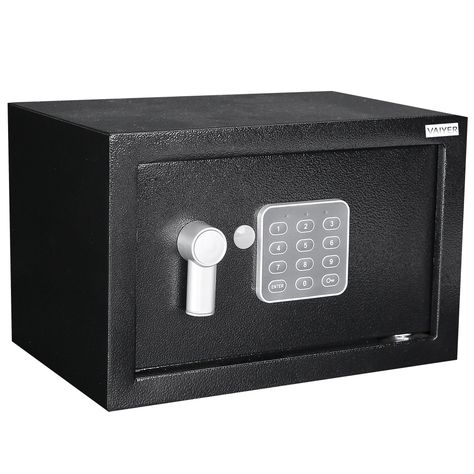 KEEP YOUR VALUABLES SAFE: Made with reinforced solid steel wall construction. Dual security steel door locking bolts and a corrosion and stain-resistant powder coat finish keeps the safe secure.EASY TO INSTALL: Comes with 2 pre-drilled holes and mounting bolts for wall or floor mounting.NUMBER CONTROL PAD AND KEYS: The combination of the safe box features a number keypad where you can preset your own code and it includes master keys for emergency use.SAFETY FIRST: Used for home hotel office and Home Office, Office Home, Kitchen Appliances, Safe Box, Office Hotel, Key Lock, Hotel Rooms, Hotel, Money