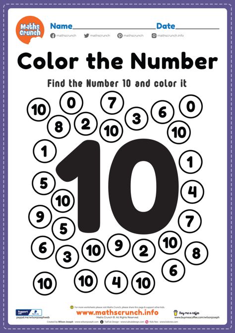 Maths worksheet for kg class number 10 coloring math | Maths Crunch Maths Worksheet For Kg, Math Activities For Kindergarten, Worksheet For Nursery Class, Basic Mathematics, Maths Worksheet, Emotions Preschool, Preschool Number Worksheets, Letter Worksheets For Preschool, Free Preschool Worksheets