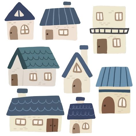 Cute home illustration set | Premium Vector #Freepik #vector #home #architecture #building #construction Home Vector Illustration, House Illustration Simple, Cute House Illustration, House Vector Illustration, Building Vector, Monster Ideas, Home Illustration, Element Illustration, Home Architecture