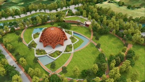 Baha'I Temple at Bihar, the award winning proposal by SpaceMatters. Community Building Activities, Architecture Design Process, Bahai Faith, Architecture Concept Diagram, Watercolor Architecture, Architectural Design House Plans, Temple Architecture, Architecture Model House, Dome House