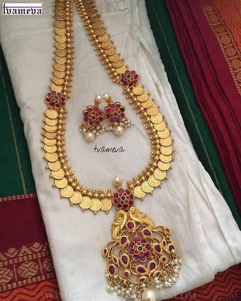 Temple Jewellery Necklace, Diamond Choker Set, Kids Gold Jewellery, Mango Haram, 22 Carat Gold Jewellery, Long Haram, Kid Outfits, Gold Jewelry Outfits, Diamond Bracelet Design