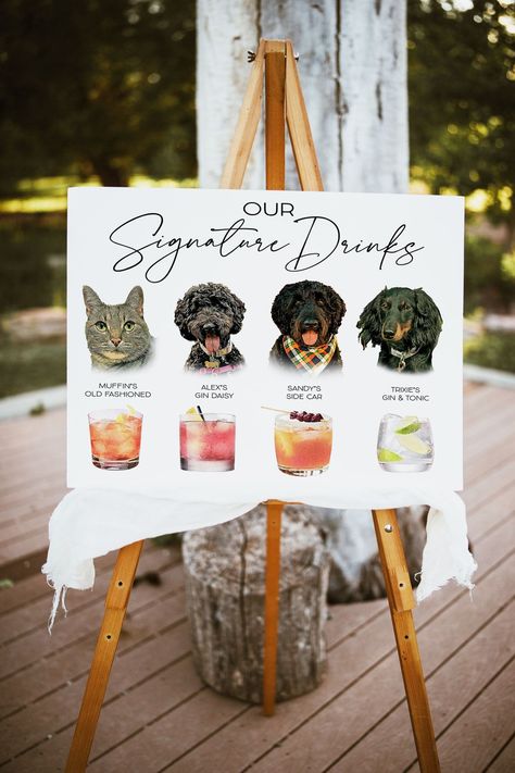 This Wedding Signs item by SugarandSpicePaper has 20 favorites from Etsy shoppers. Ships from Waleska, GA. Listed on Jan 5, 2024 Wedding Pet Signature Drinks, Pet Themed Wedding Drinks, Wedding Drink Menu Sign Dog, Pet Drinks Wedding, Pet Drink Menu Wedding, Dog Wedding Drink Sign, Incorporate Pets In Wedding, Pet Bar Sign Wedding, Unique Wedding Ideas For Guests