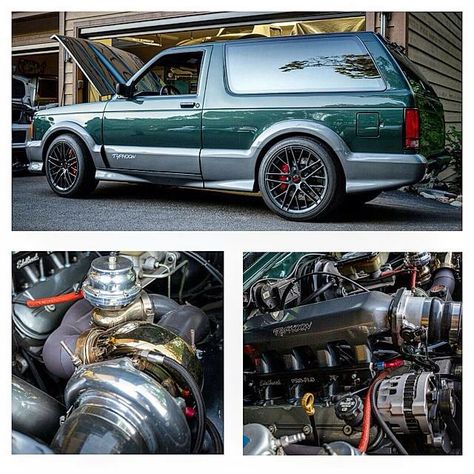 Sick GMC Typhoon. One of my top 5 collector cars. Love these things. HRG #gmctyphoon #typhoon #hotrod #streetrod #lsx #lsswap #gmcsyclone #syclone Gmc Typhoon, Drag Truck, Gmc Syclone, Blazer 4x4, Best Suv Cars, Chevy Luv, Lowrider Trucks, Dropped Trucks, Sport Truck