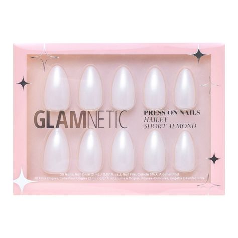 Glamnetic Press-On Women's Manicure Fake Nails - Hailey - 30ct - Ulta Beauty Best Summer Nail Color, Short Almond Nails, Nail Color Trends, Nail Pops, Short Almond, Summer Nails Colors, French Tip Nails, Chrome Nails, Valentines Nails