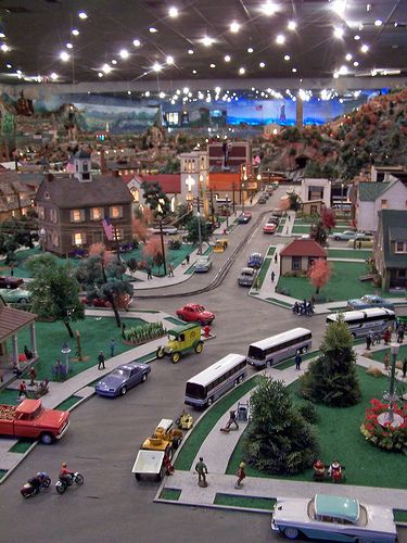 Diorama Town, Farm Toy Display, Roadside America, Miniature Village, Ho Scale Train Layout, Model Village, The Bleachers, Model City, Train Miniature