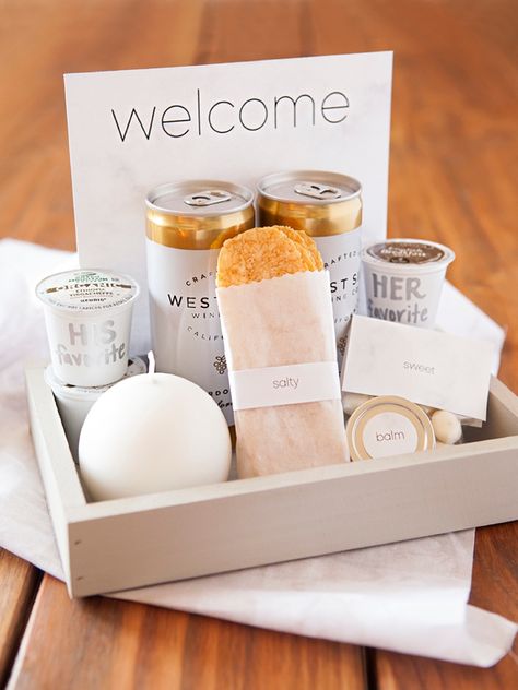 How to make the most darling modern wedding, hotel welcome gifts! Guest Basket, Modern Wedding Theme, Modern Wedding Gifts, Welcome Baskets, Wedding Welcome Gifts, Wedding Hotel, Wedding Welcome Bags, Wedding Gift Baskets, Wedding Gifts For Guests