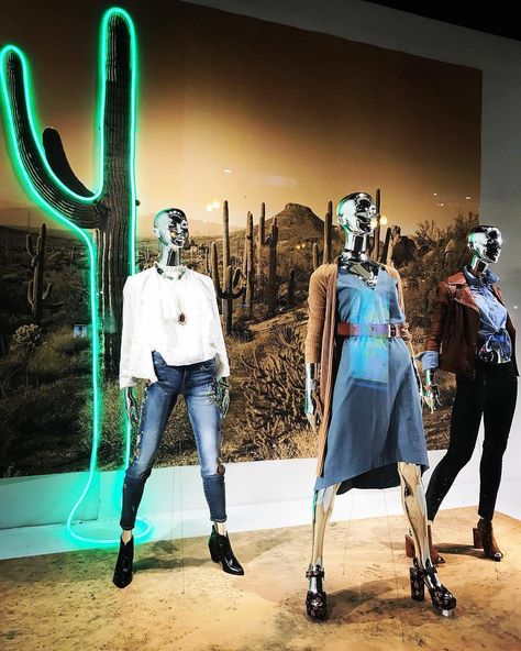 Western flair @macys #windowdisplay #visualmerchandising #visualmerchandiser #macys #cactus #neon #macyswindows #vmlife #vmdaily via @roya_windows Summer Window, Expect The Unexpected, Store Windows, State Street, Shop Fronts, Market Stalls, Harvey Nichols, Window Shopping, Shop Window