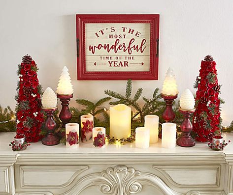 Poinsettia Christmas Mantel Décor at Big Lots. Farmhouse Christmas Decor Living Room, Holiday Shelf Decor, Tray Wall Decor, Antique Handles, Christmas Decor Living Room, Cozy Christmas Decor, Christmas Mantel Decorations, Christmas Mantel, Christmas Living Rooms