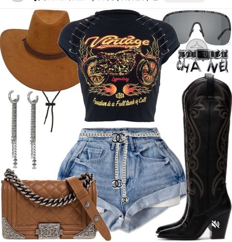 Baddie Rodeo Outfits, Rodeo Outfit Black Women, Tanner Adell Outfits, 2 Piece Denim Outfit, Out The Country Outfits Black Women, Nashville Trip Outfit, Boujee Cowgirl Outfits, Black Rodeo Outfit, Alt Cowgirl Outfits