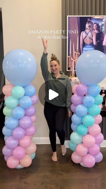 355K views · 20K likes | Kristin Miller | Mom of 2 on Instagram: "This would be so cute for your next party! Comment “links” to get this sent directly to your DMs🎈 • I used 2 packs of balloons to make this design (in the link) but you can make these balloon columns as tall or short as you want! • • #partydecor #balloongarland #balloondecor #partyideas #amazonfinds #balloontutorial #ballooncolumns #balloondesign #babyshower #kidsbirthdayparty #kidspartyideas #birthdayparty #partyideasforkids" How To Do Balloon Columns, Stand Up Balloons, Balloon Arch Cake Table, Diy Ballons Stand, Pastel Balloon Columns, How To Make A Balloon Column Diy, Balloons On Poles, How To Do A Balloon Column, How To Make Ballons Arch Stand