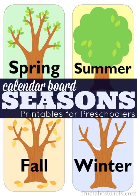 Teaching your preschooler about the changing seasons is easy with this set of calendar board season cards! Season Printables Preschool, Preschool Calendar Board, Diy Calendar Board, Seasons Pictures, Seasons Printable, Season Pictures, Seasons Chart, Preschool Calendar, Home Preschool