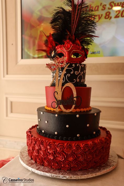 Sweet 16 Masquerade Cake Ideas, Mascarade Ball Sweet 16, Cake Masquerade Theme, Masquerade Guest Book Ideas, Sweet 16 Red Theme Ideas, Mascarade Cakes Sweet 16, Sweet 16 Party Themes Masquerade Ball, Masquerade Ball Cakes Sweet 16, Masquerade Party Cake Ideas