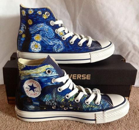 Boty Converse, فنسنت فان جوخ, Cute Converse Shoes, Cute Converse, Mode Tips, The Starry Night, Custom Converse, Aesthetic Shoes, Swag Shoes