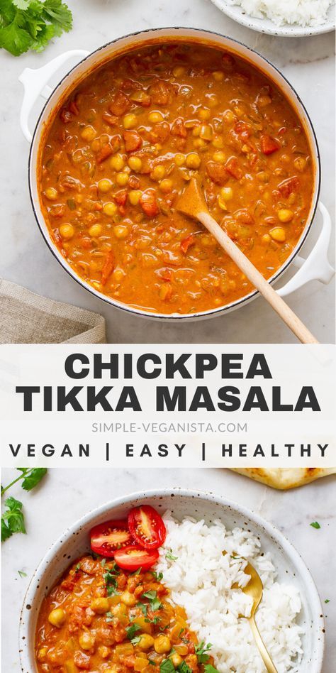 Chickpea Tikka Masala Recipe, Chickpea Tikka Masala, Vegan Tikka Masala, Deep Cleaning Hacks, Tikka Masala Recipe, Resep Diet, Makanan Diet, Chickpea Recipes, Masala Recipe