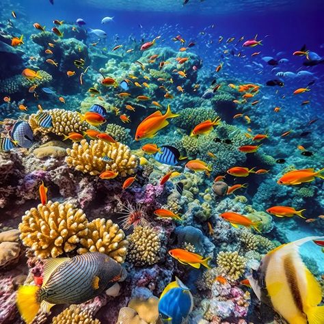 Underwater world in tropical ocean | Premium Photo #Freepik #photo #ocean #underwater-world #undersea #ocean-fish Sea Mosaic, Ocean Plants, Sea Flowers, Ocean Underwater, Sea Underwater, Tropical Ocean, Under The Ocean, Ocean Photos, Ocean Fish