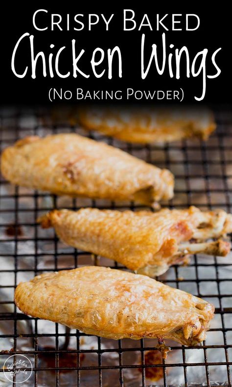 Everyone loves crispy chicken wings; they make a great party appetizer and they are a must on game day or movie night! These chicken wings are baked in the oven making them healthy - well healthier than fried wings. Many baked wing recipes use baking powder, but with this easy method, you don't need to coat the wings in anything. These really are easy baked chicken wings! Add your favorite buffalo sauce, or serving them with a great wing dipping sauce. Crispy Oven Baked Chicken Wings No Baking Powder, Baked Wing Recipes, Wings Recipe Oven, Oven Fried Chicken Wings, Easy Baked Chicken Wings, Baked Wings Oven, Oven Chicken Wings, Wings Recipe Baked, Easy Chicken Wing Recipes