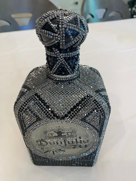 Bedazzled Casamigos Bottle, Don Julio Bottle Decorated, Bedazzled Stuff, Rhinestone Tequila Bottle, Rhinestone Liquor Bottles, Rhinestone Alcohol Bottle, Badazzel Liquor Bottles, Alcohol Bottle Decorations, Bedazzled Liquor Bottles