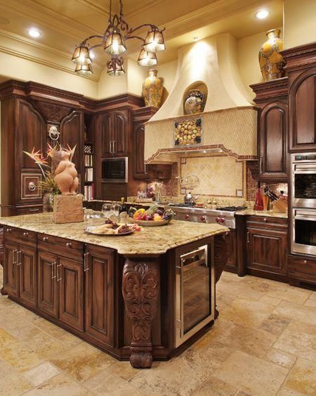 Color Cabinets, Tuscan Kitchen Design, Irvine California, Kitchens Luxury, Tuscan Design, Tuscan Kitchen, Mediterranean Home Decor, Tuscan House, Big Kitchen