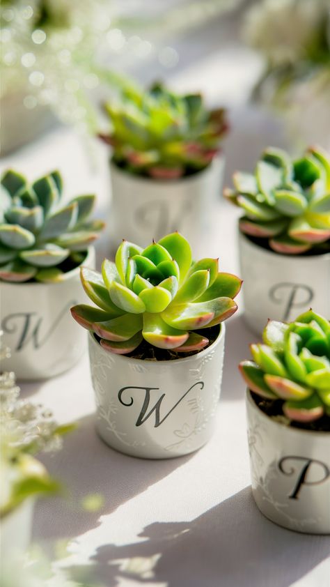 20 Cheap Wedding Favors Your Guests Will Love Succulents For Weddings, Succulent Favors Wedding, Plant Themed Wedding, Personalized Coasters Wedding, Plant Wedding Favors, Personalized Match Boxes, Cheap Wedding Favors, Wedding Favour Jars, Mini Photo Frames