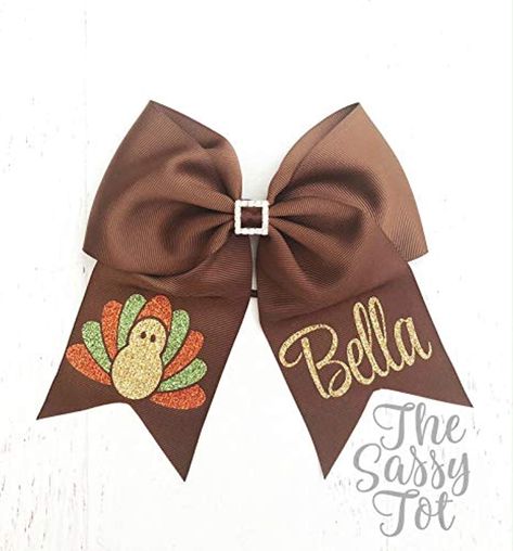 Thanksgiving Cheer Bows, Thanksgiving Sewing, Thanksgiving Bow, Cricket Crafts, Cheer Things, Hair Bow Ideas, Diy Bows, Bow Ideas, Cheer Bow