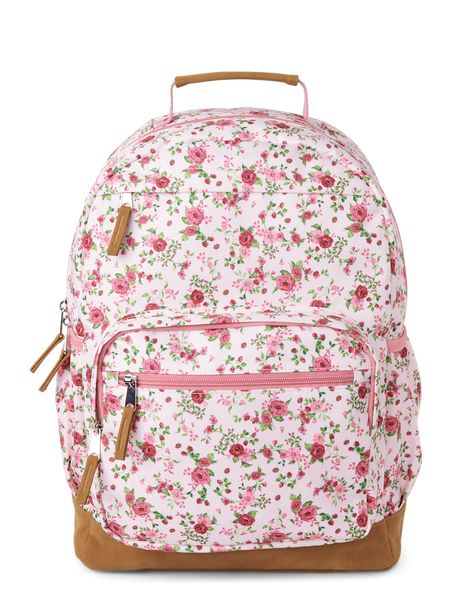 FABRICATION: 100% polyester canvas, imported CLOSURE: Double-zipper FEATURES: Adjustable padded shoulder straps, locker loop, front-zip pocket with interior organization pocket (pencil holders, calculator pocket & plastic clip), side pockets, inner catch-all sleeve & name tag DESIGN: Floral print DIMENSIONS: Approx. 16.5 in. (H) x 12 in. (W) x 6 in. (D). Girls Floral Print Backpack | The Children's Place Girls Floral Backpack | Multi Clr Pretty Backpacks, Cute Backpacks For School, Name Tag Design, Interior Organization, Pencil Holders, Floral Backpack, Girly Bags, Cute Backpacks, Pink Backpack