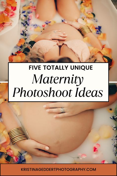 Want a totally unique maternity photography session? Here are 5 Maternity Photoshoot Ideas that you might try. Some are very easy to do! So if you are a maternity photographer or a mom-to-be who wants awesome maternity photos, this is the blog post for you. Ideas include underwater maternity photos, pregnant belly painting, unique maternity props, maternity milk bath and bedazzle the bump. These ideas will help you have an amazing maternity session. Pregnancy Belly Photos Bump Pictures, Maternity Painting Belly Photo Shoot, Water Goddess Maternity Shoot, Pregnant Belly Photoshoot, Unconventional Maternity Photos, Single Maternity Photo Shoot Ideas, Single Mother Maternity Pictures, Unique Maternity Shoot Ideas Creative, Maternity Photo Shoot Hairstyles