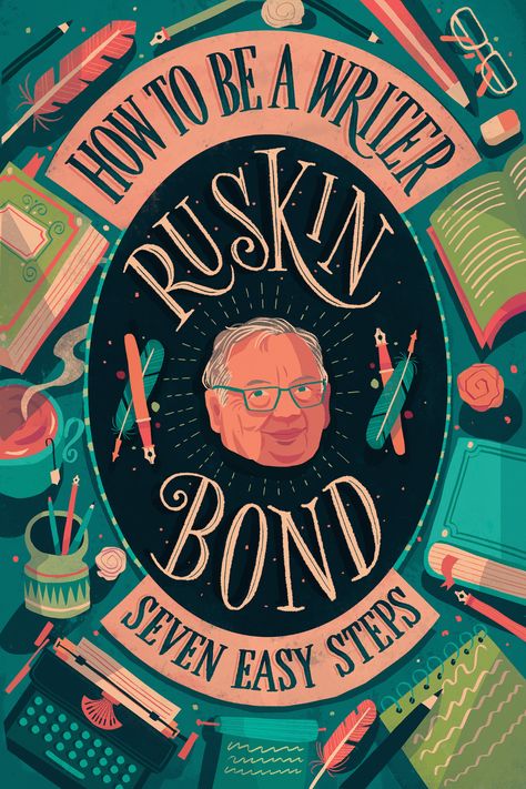 "How to be a writer" - Ruskin Bond postcard on Behance Tarot Cards Art Illustration, Ruskin Bond, Creative Book Covers, English Projects, New Scientist, Tarot Cards Art, Calligraphy Letters, Illustration Graphic Design, Book Cover Art