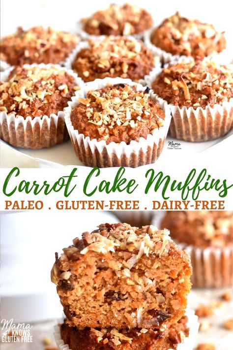 Easy to make Paleo carrot cake muffins will satisfy your cravings for carrot cake. They are super moist, made with simple and healthy ingredients. Gluten-free, dairy-free, grain-free and no refined sugar. #paleobreakfastrecipes #dairyfree #glutenfreerecipes Carrot Scraps, Paleo Carrot Cake Muffins, Paleo Carrot Cake, Paleo Muffins, Carrot Cake Muffins, Paleo Recipes Breakfast, Carrot Muffins, Cake Muffins, Gluten Free Muffins