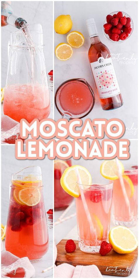 Moscato Lemonade Cocktail Recipe- wine pink lemonade drink recipe. Easy summer cocktail for the girls. Moscato Lemonade, Pink Lemonade Drink, Lemonade Cocktail Recipe, Rose Drink, Birthday Breakfast Party, Lemonade Drink, Easy Summer Cocktails, Cocktail Shots, Bridal Shower Wine