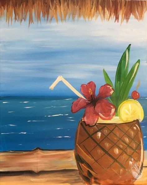 Beach Canvas Paintings, Surfboard Painting, Summer Drawings, Painting Party, Simple Canvas Paintings, Cute Canvas Paintings, Easy Canvas Art, Summer Painting, Canvas Painting Designs