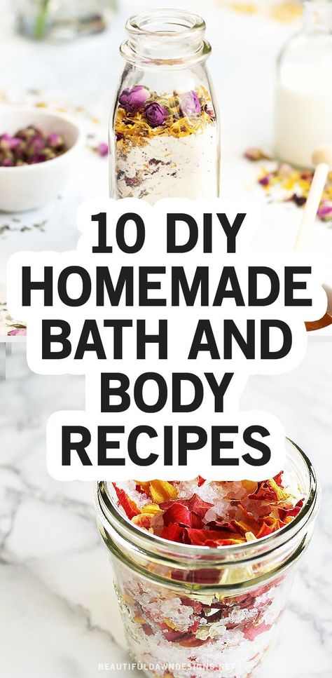 10 DIY Bath and Body Product Recipes - Salt Bath with Fresh Rose Petals Check more at https://allthenews.website/10-diy-bath-and-body-product-recipes-salt-bath-with-fresh-rose-petals/ Diy Salt Bath Soak, Bath Salt Shots, Self Care Bath Soaks, Floral Bath Salts Recipe, Hibiscus Bath Soak, Diy Bath Oil Recipes, How To Make Bath Salts Recipes, Bath Soaks Diy, Herbal Bath Tea Recipes