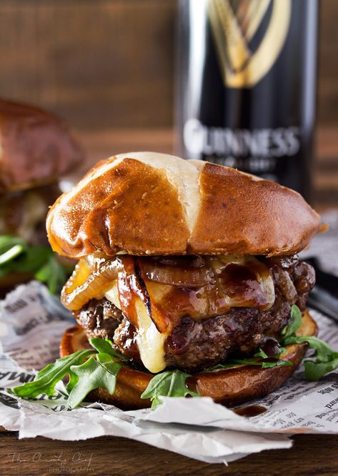 Whiskey Glaze, The Chunky Chef, Easy Burger Recipe, Blue Cheese Burgers, Cheese Burgers, Amazing Burger, Chunky Chef, Easy Burgers, Beef Meals