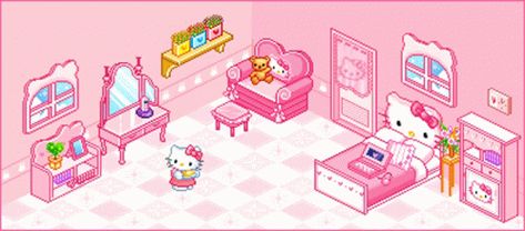 헬로키티 배경화면, Girly Graphics, Pixels Art, Pixel Art Background, Pix Art, Sanrio Wallpaper, Pixel Art Design, Gif Animation, Cute Games