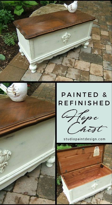 Blanket Chest Ideas, Refinish Hope Chest, Lane Hope Chest, Hope Chest Makeover, Cedar Chest Redo, Furniture Diy Ideas, Painted Cedar Chest, Chest Makeover, Hope Chests