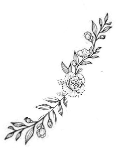 Floral Wrap Around Tattoo Design, Rose Vine Tattoo Arm, Floral Vine Drawing, Tattoos Pulseras, Daisy Chain Tattoo, Rose Vine Tattoos, Flower Vine Tattoos, Vine Drawing, Wrap Around Tattoo